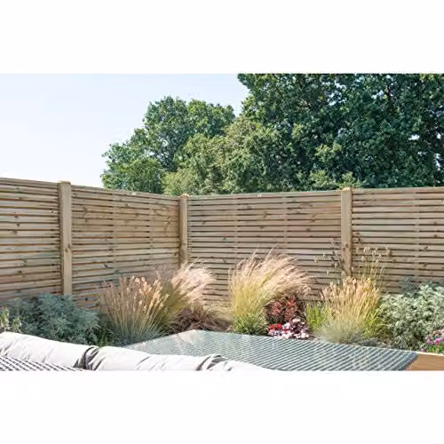 Forest Garden Brown Impregnated Double Slatted Wood Fence Board, Height: 180 cm, Pack of 5 – 3