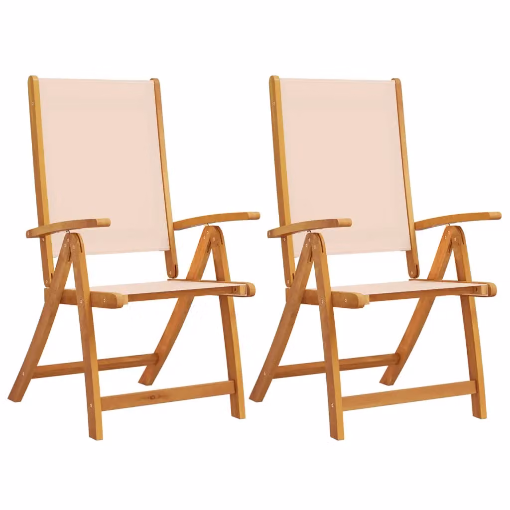 Berkfield Home Set of 2 Folding Garden Chairs in Brown Acacia Wood and Textilene – 2