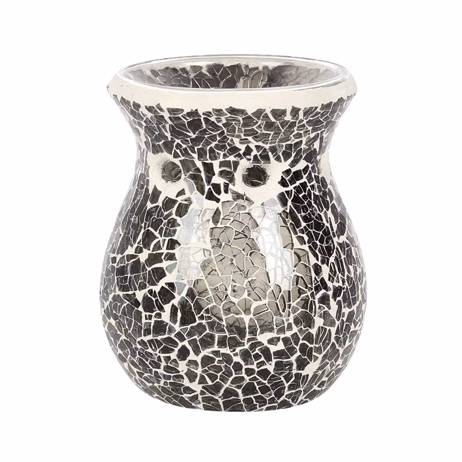 Something Different Crackle Effect Mid Grey Tabletop Oil Burner with Tealight Holder – 2