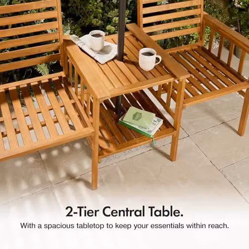 VonHaus Cannes 2 Seater Acacia Wood Garden Love Seat in Brown – 5
