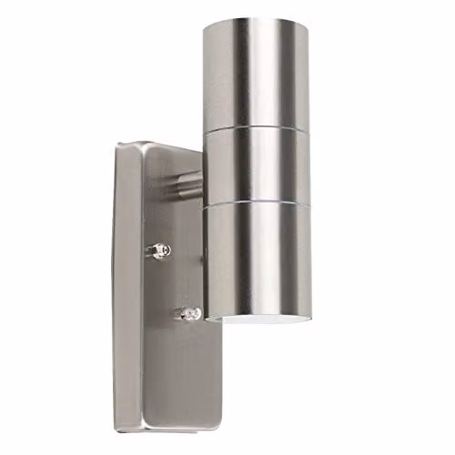 ValueLights MiniSun Modern Chrome Up/Down Outdoor LED Wall Light, IP44 Rated, W/D/H: 11.5 x 6.0 x 22.0 cm