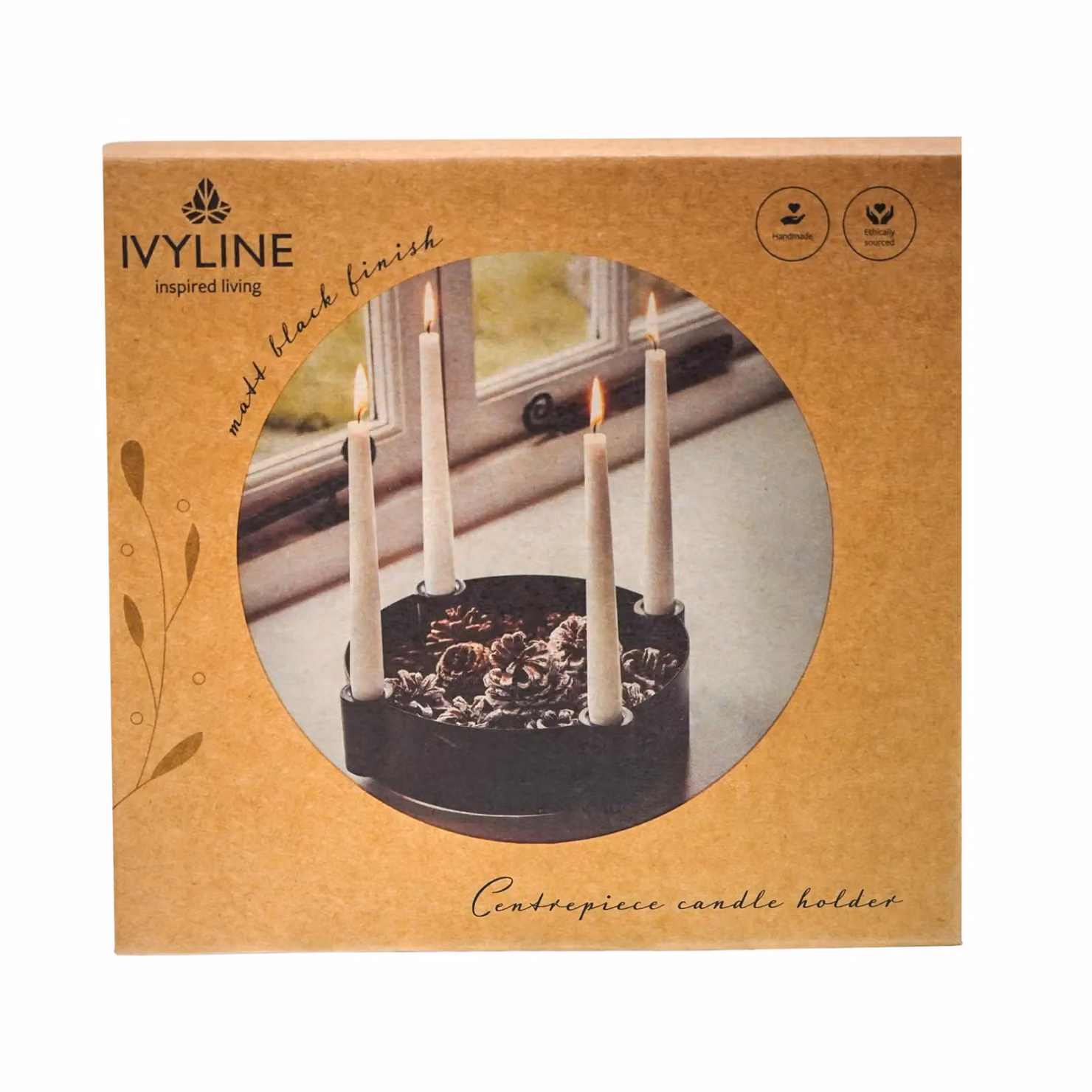 Ivyline Black Metal Round Tabletop Centrepiece Candle Holder, W: 25 cm, H: 7 cm – 4