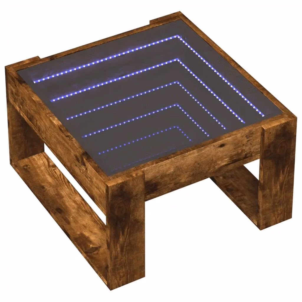 Berkfield Home Infinity LED Coffee Table in Smoked Oak Brown, W: 50 cm, D: 53 cm, H: 30 cm – 3