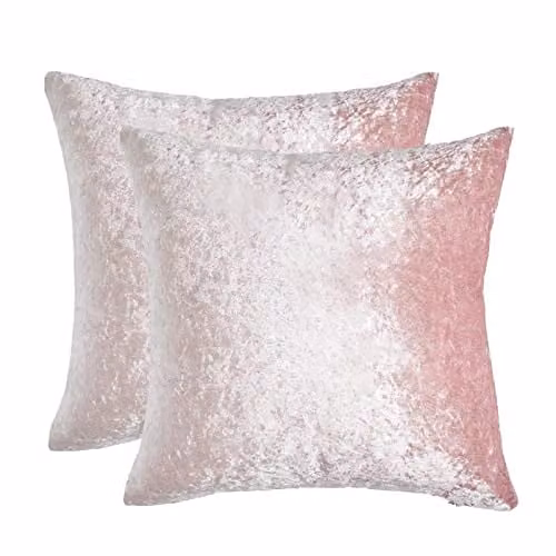 Sienna Pack of 2 Luxury Crushed Velvet Cushion Covers, Pink, 45 x 45 cm – 1