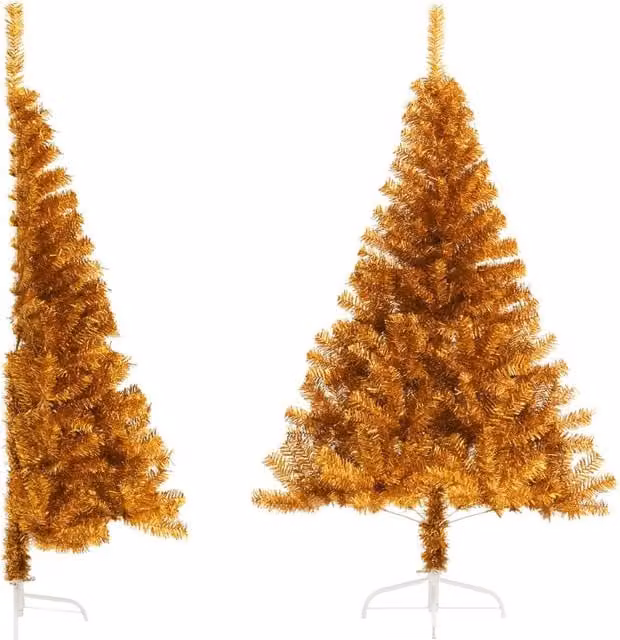 Berkfield Home Gold Artificial Half Christmas Tree with Stand, Height: 120 cm