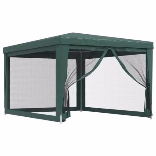 vidaXL Party Tent in Green with 4 Mesh Sidewalls, W: 300 cm, D: 300 cm, H: 246 cm – 1