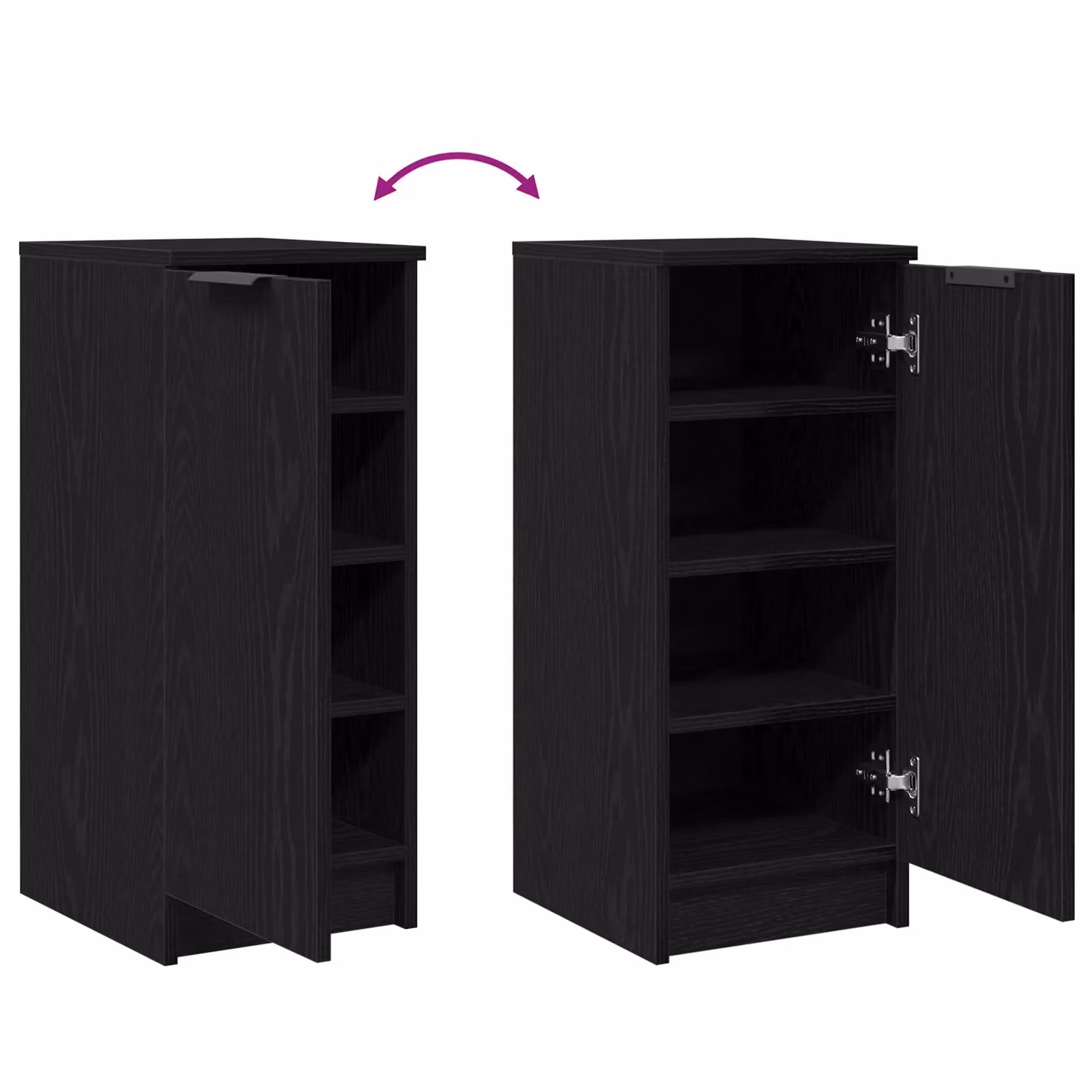 Berkfield Home Modern Black Oak Shoe Cabinet with Hinged Doors, W/D/H: 30 x 35 x 70 cm – 6