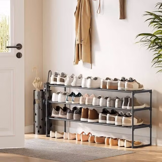 The Bazaarist 3 Tier Stackable Metal Shoe Rack, Black – 1