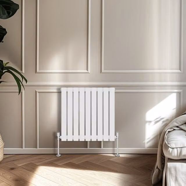 Right Radiators Single Panel Flat Panel Horizontal Radiator in White, Height: 61.2 cm