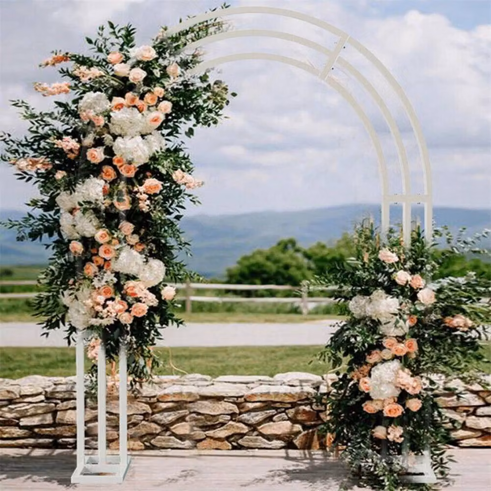 NESTLUNE 3 Layer Metal Wedding Arch Backdrop Stand in White, W: 100 cm, D: 15 cm – 3