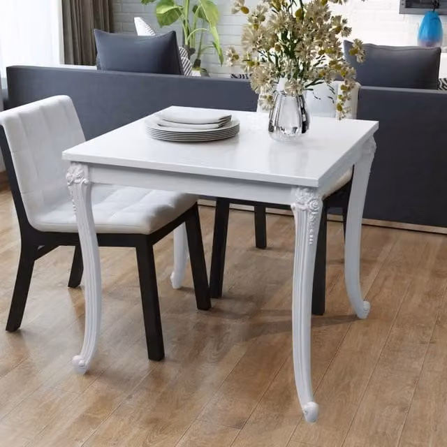 Berkfield Home Modern Square Dining Table in High Gloss White, W/D/H: 80 x 80 x 76 cm – 1