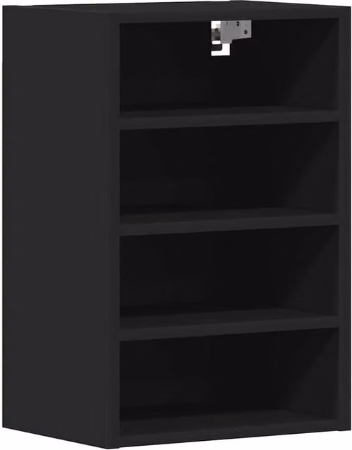 Berkfield Home Black Wall Mounted Hanging Kitchen Cabinet with Hinged Doors and Open Shelf, W/D/H: 40 x 29.5 x 60 cm – 1