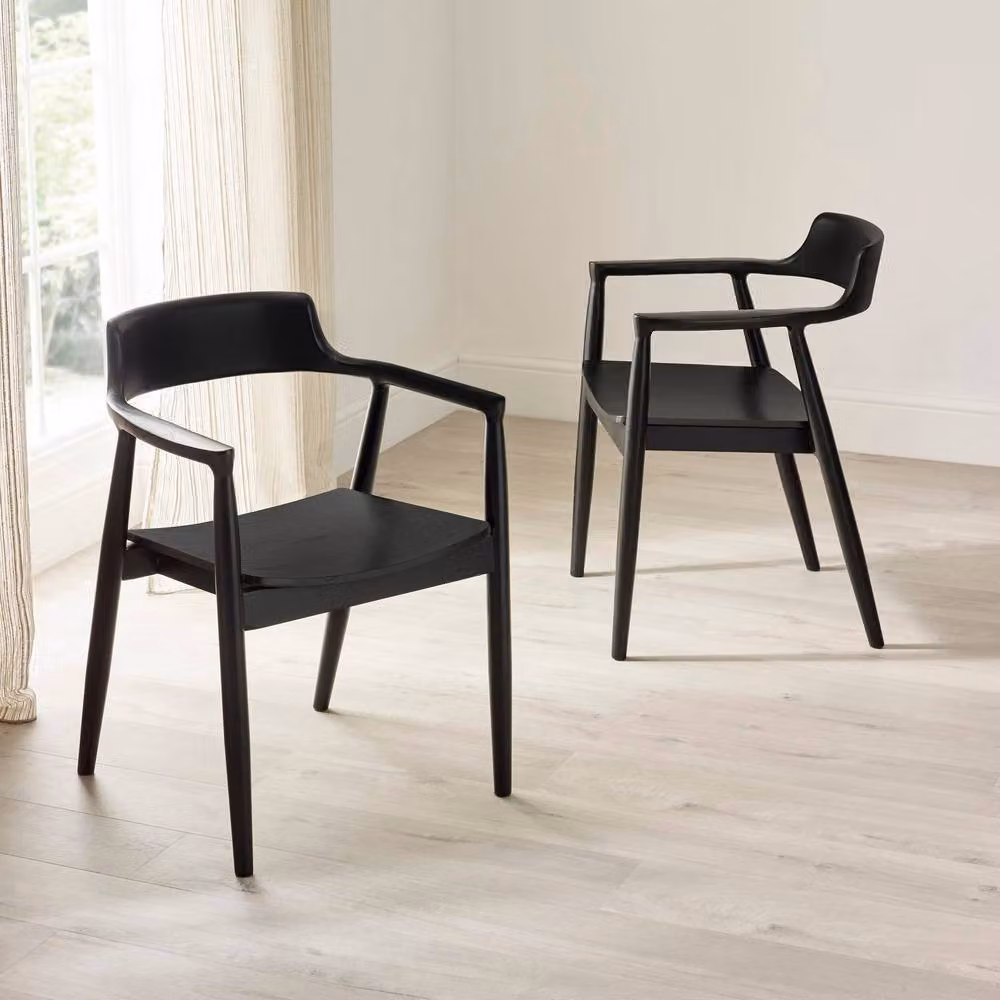 Cheshire Fairmont Premium Dining Chairs with Armrests, Set of 2, Black – 4