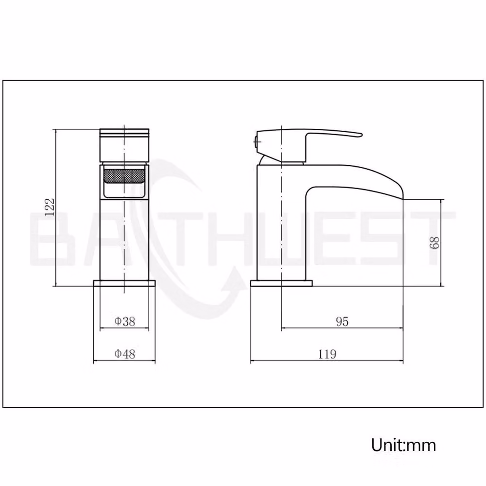 BATHWEST Waterfall Matte Black Single Lever Basin Mixer Tap – 5