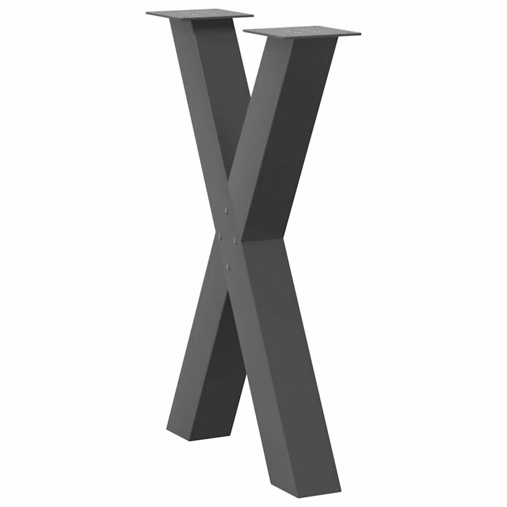 Berkfield Home Modern X-Shaped Dining Table Legs, 2 Pieces, Anthracite Steel, W/D/H: 50 x 50 x 72.5 cm – 2