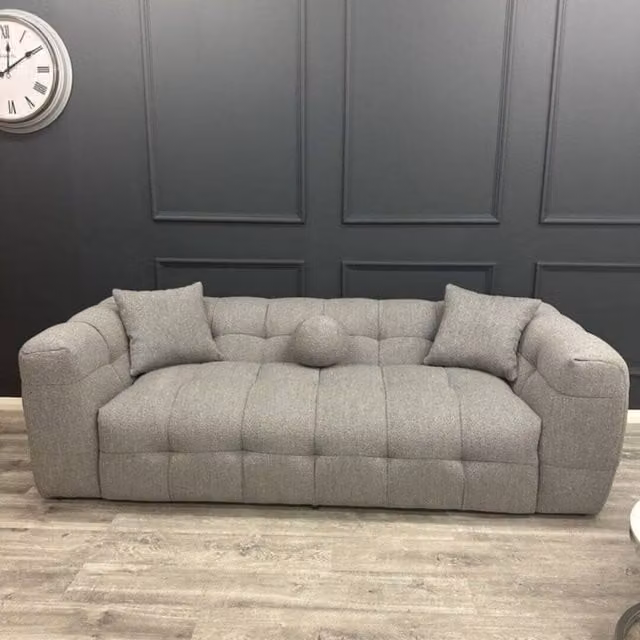 Stratus Interiors 3 Seater Bubble Sofa in Grey Boucle Teddy Fabric