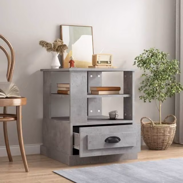 Berkfield Home Side Table in Grey Concrete Effect, W/D/H: 50 x 50 x 60 cm – 1