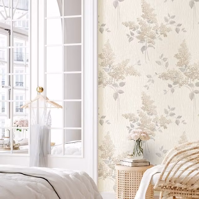 Belgravia Decor Tiffany Fiore Botanical Floral Wallpaper in Beige and Yellow