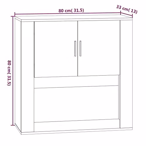 vidaXL Wall Mounted Cabinet in Sonoma Oak, W/D/H: 80 x 33 x 80 cm – 2