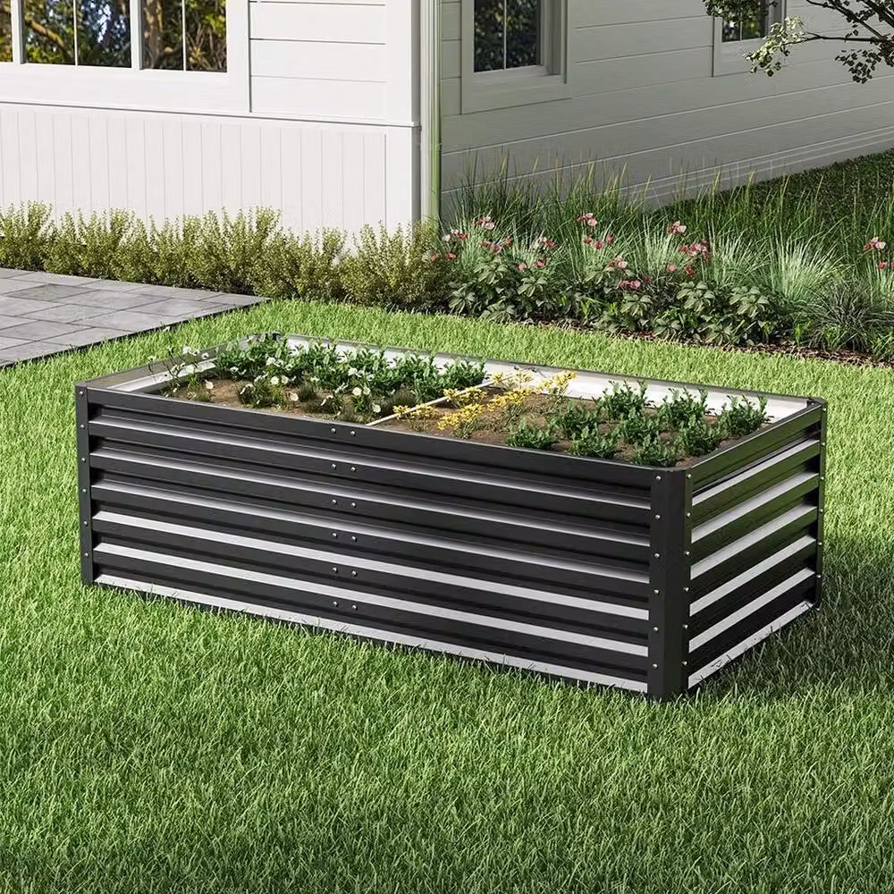 Kelvenix Steel Elevated Raised Garden Bed Planter Box in Black, W/D/H: 180 x 90 x 57 cm – 5