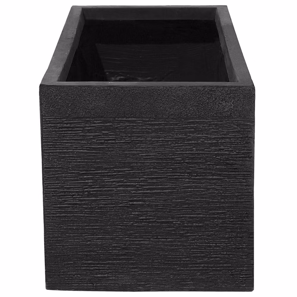 Wyld and Coco Black Fibre-Clay Rectangular Planter Tub W: 60 cm, D: 29 cm, H: 30 cm – 4