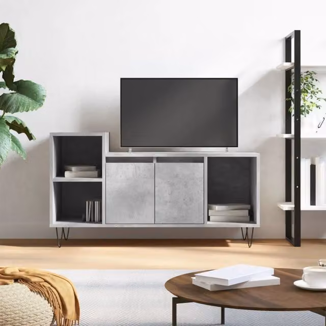 Berkfield Home TV Cabinet in Concrete Grey, W/D/H: 100 x 35 x 55 cm – 1