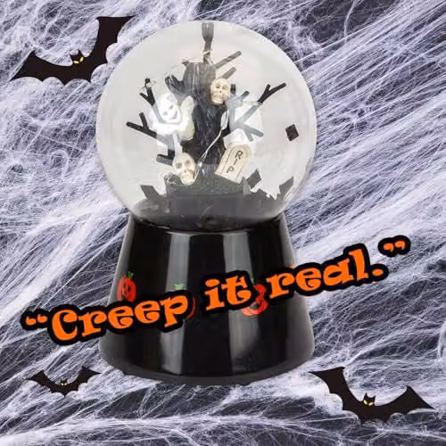 VFM e-Store Halloween Light Up Globe Tabletop Decoration, Black, W: 17 cm, D: 10 cm, H: 2.54 cm – 5