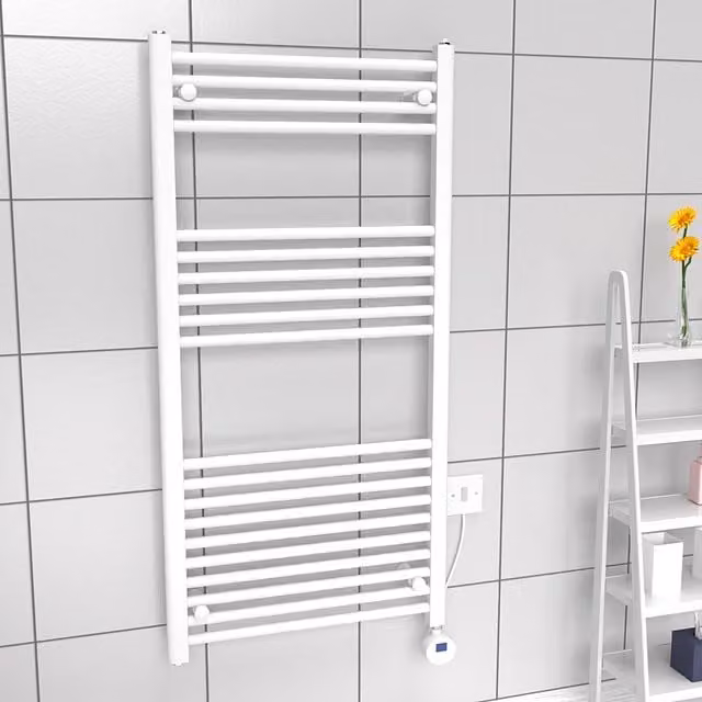 Lux Heat White Electric Ladder Towel Radiator, W: 60 cm, H: 120 cm