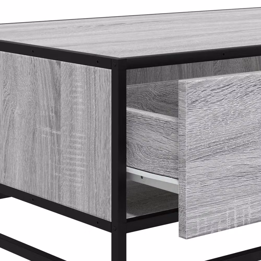 Berkfield Home Grey Sonoma Coffee Table in Engineered Wood and Metal, W: 90 cm, D: 57 cm, H: 35 cm – 4