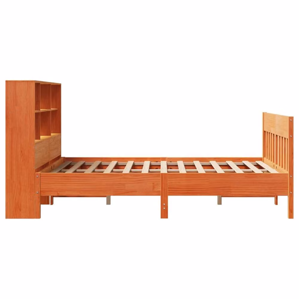 Berkfield Home King Size Solid Wood Pine Bed Frame in Waxed Brown, W/D/H: 150 x 200 cm – 3