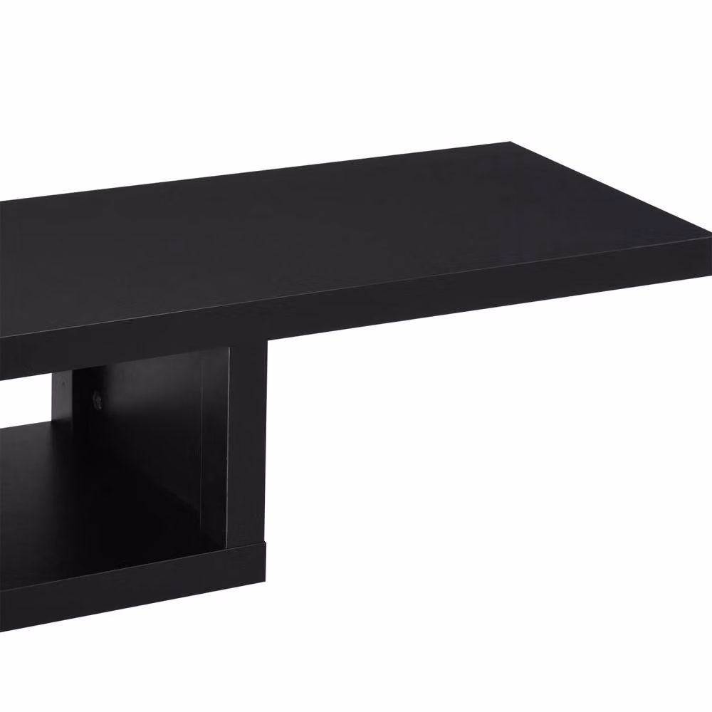 Wyld Haus Mika Mael Black Wall Mounted Floating TV Unit with Open Shelving, W: 152.4 cm, H: 29.8 cm, D: 21.0 cm – 8