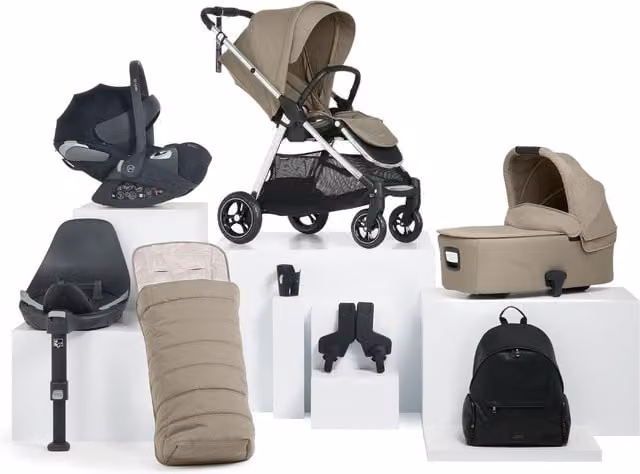 Cybex Flip XT Pushchair Complete 8 Piece Bundle with Cloud T Car Seat, Isofix Base and Changing Bag in Sage Grey