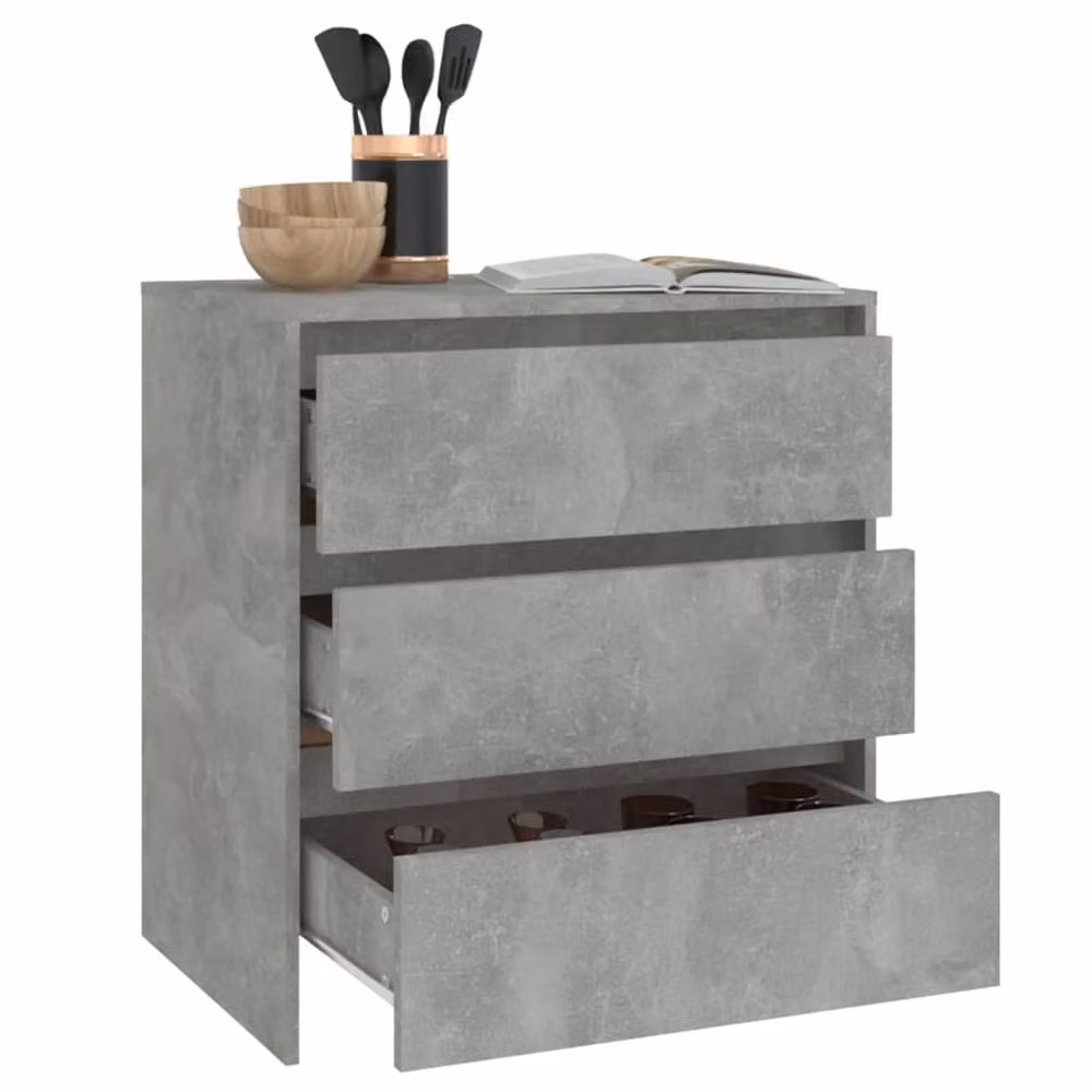 Berkfield Home Sideboard in Concrete Grey, W/D/H: 70 x 41 x 75 cm – 2