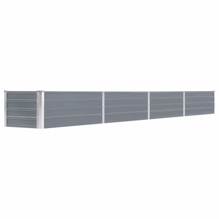 Berkfield Home Garden Galvanised Steel Raised Bed in Grey, W: 320 cm, D: 40 cm, H: 45 cm