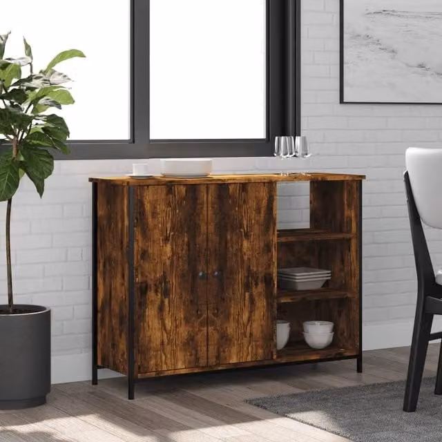 Berkfield Home Smoked Oak Sideboard in Brown, W/D/H: 100 x 33 x 75 cm – 1
