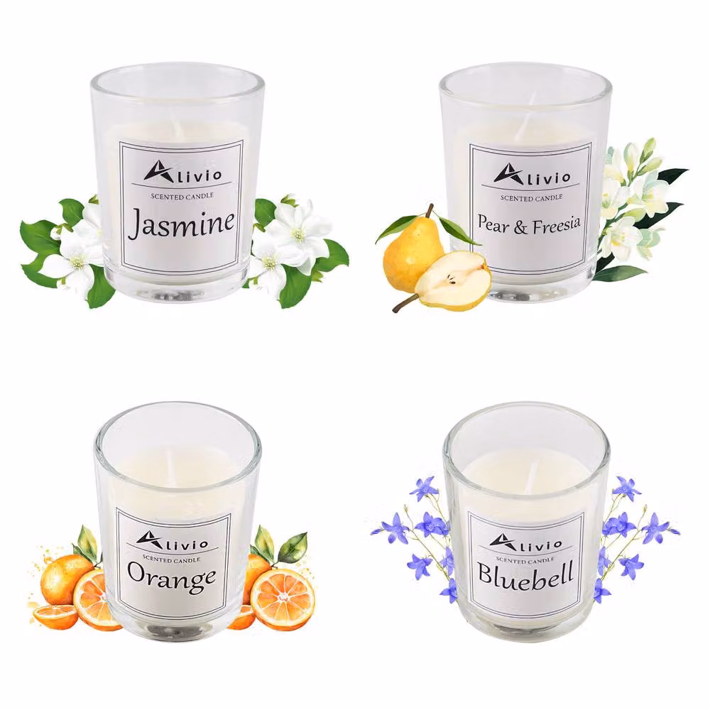 Alivio 4-Piece White Natural Soy Wax Aromatherapy Scented Votive Candles for Home Relaxation – 2