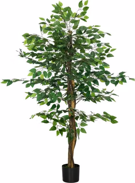 HOMCOM 150cm Green Artificial Ficus Tree with Pot for Indoor and Outdoor Decor – 1