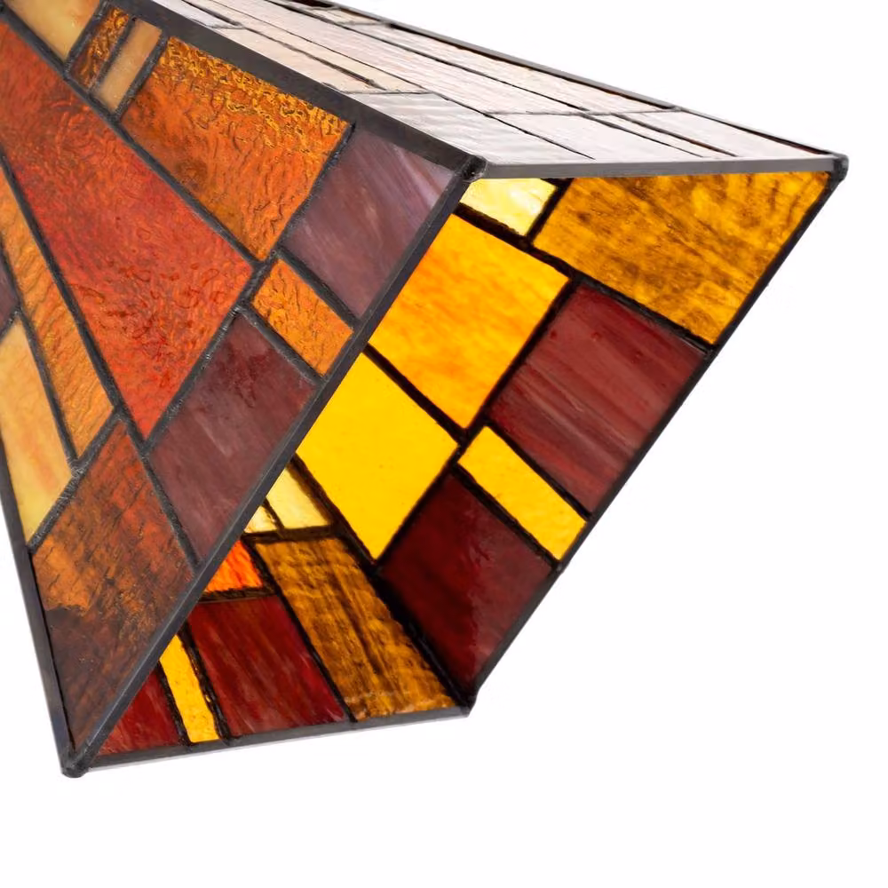 Happy Homewares Art Deco Tiffany Pendant Lighting Shade in Orange and Multicolour Glass – 2