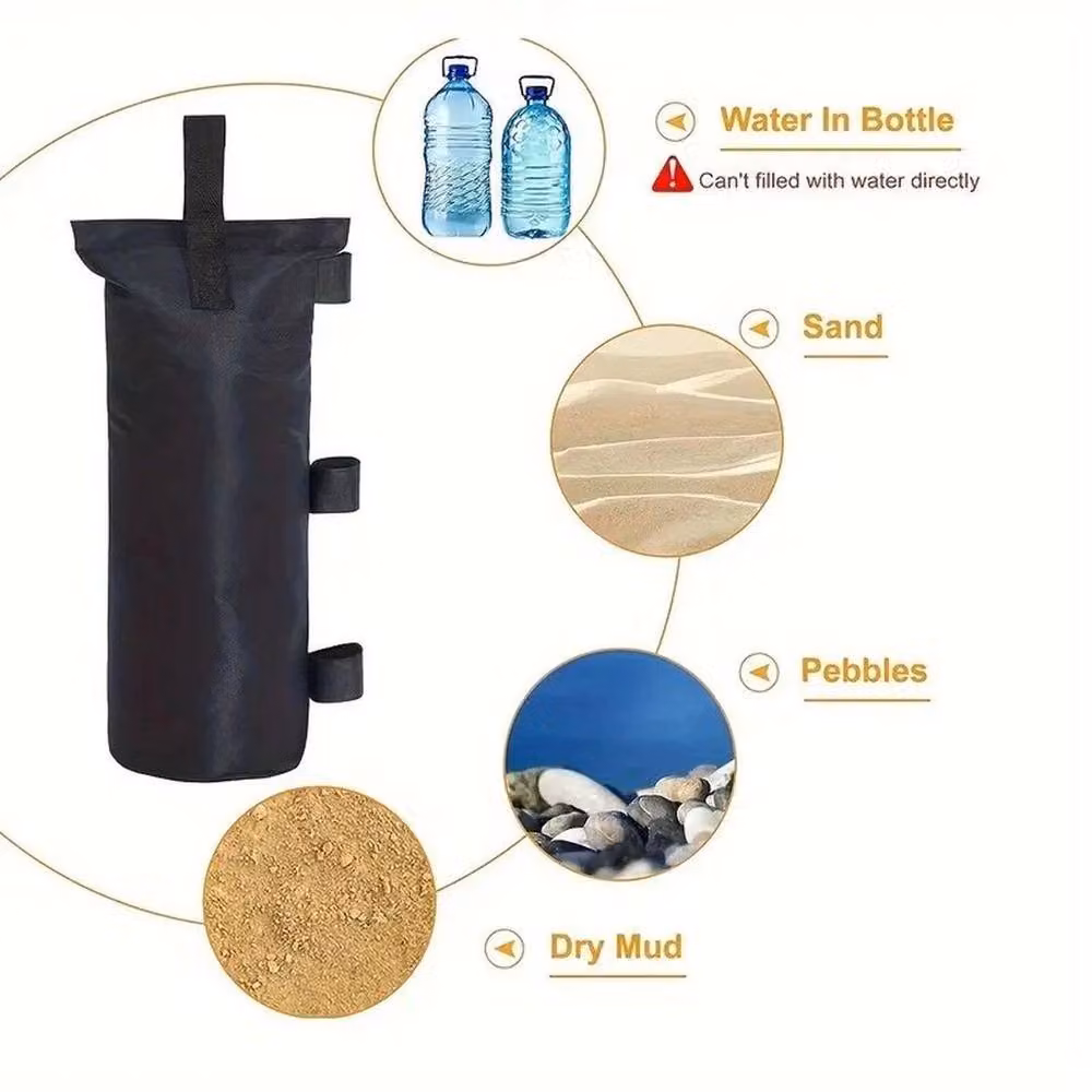 NESTLUNE 4 Pack Black Polyester Gazebo Foot Leg Pole Sandbag Weights, W/D/H: 100 x 15 cm – 3