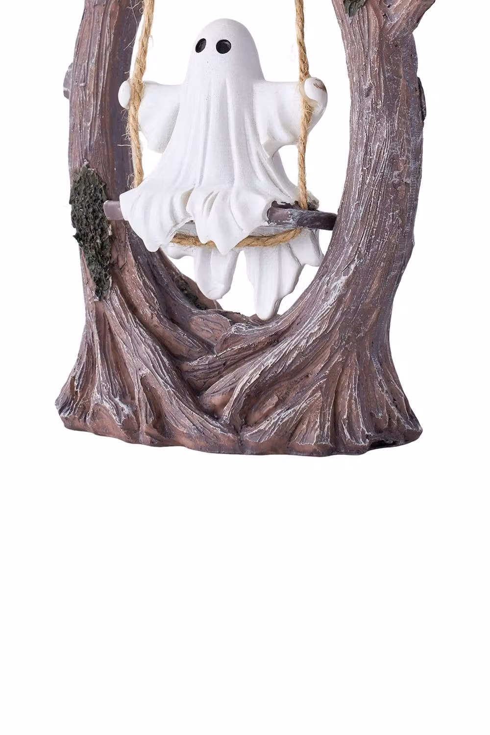 Garden Sanctuary Halloween Ghost on Tree Swing Tabletop Figurine in White and Multicolour – 3
