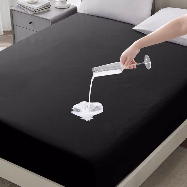 Cotton Passion Waterproof Breathable Fitted Sheet, Black, 200 x 200 cm