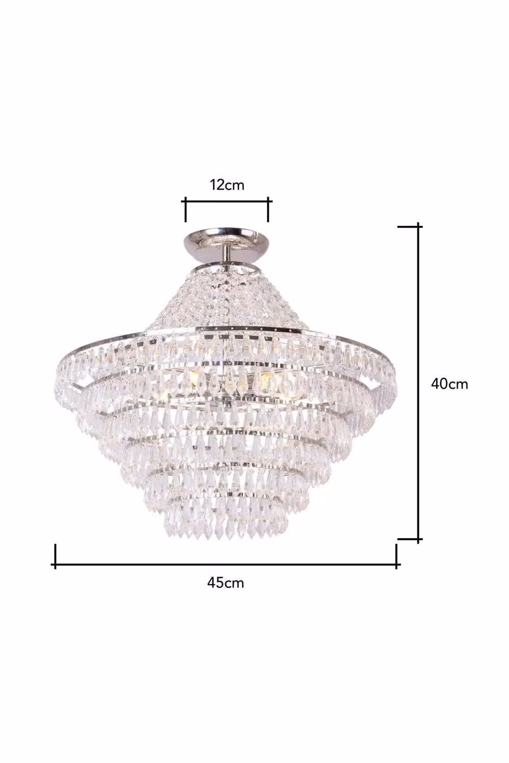 BHS Lighting Ivy Flush Ceiling Light in Silver and Chrome with Crystal Glass – 2