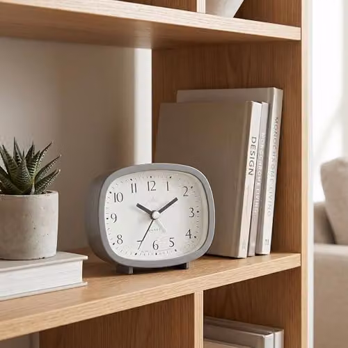 Acctim Hilda Analogue Non-Ticking Sweep Crescendo Alarm Clock with Backlight in Light Grey – 2