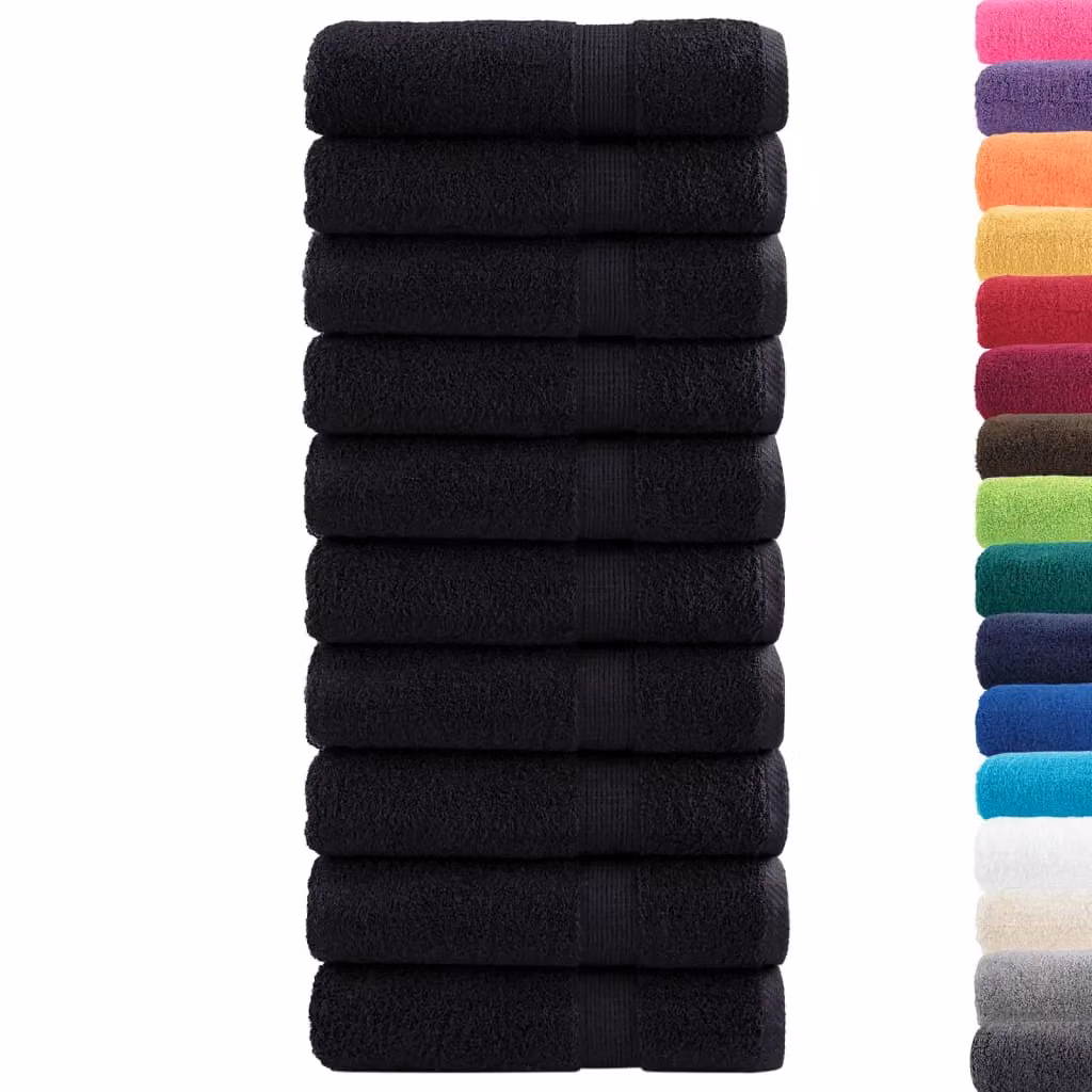 Berkfield Home SOLUND Premium Cotton Terry Shower Towels, Black, 10 Pack, W: 70 cm, L: 140 cm, 600 gsm – 2