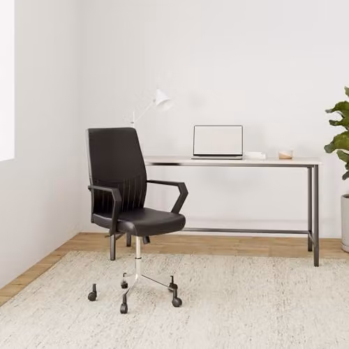 Alphason Brooklyn Black Designer Low Back Task Chair in Black Faux Leather – 2