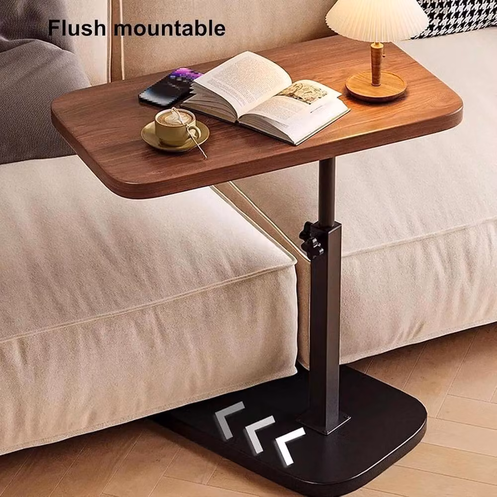 Nordara Adjustable C-Shaped Side Table in Brown with Rotating Top and Height Adjustment – 4