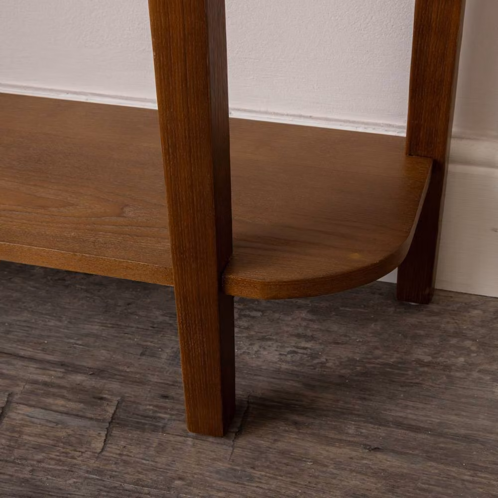Melody Maison Ashwell Range Half Moon Console Table with Shelf in Brown Wood – 2