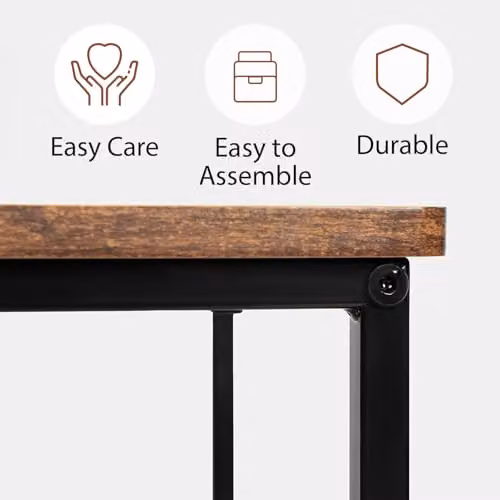 OHS C-Shaped Side Table in Dark Brown Wood Effect with Metal Frame – 4