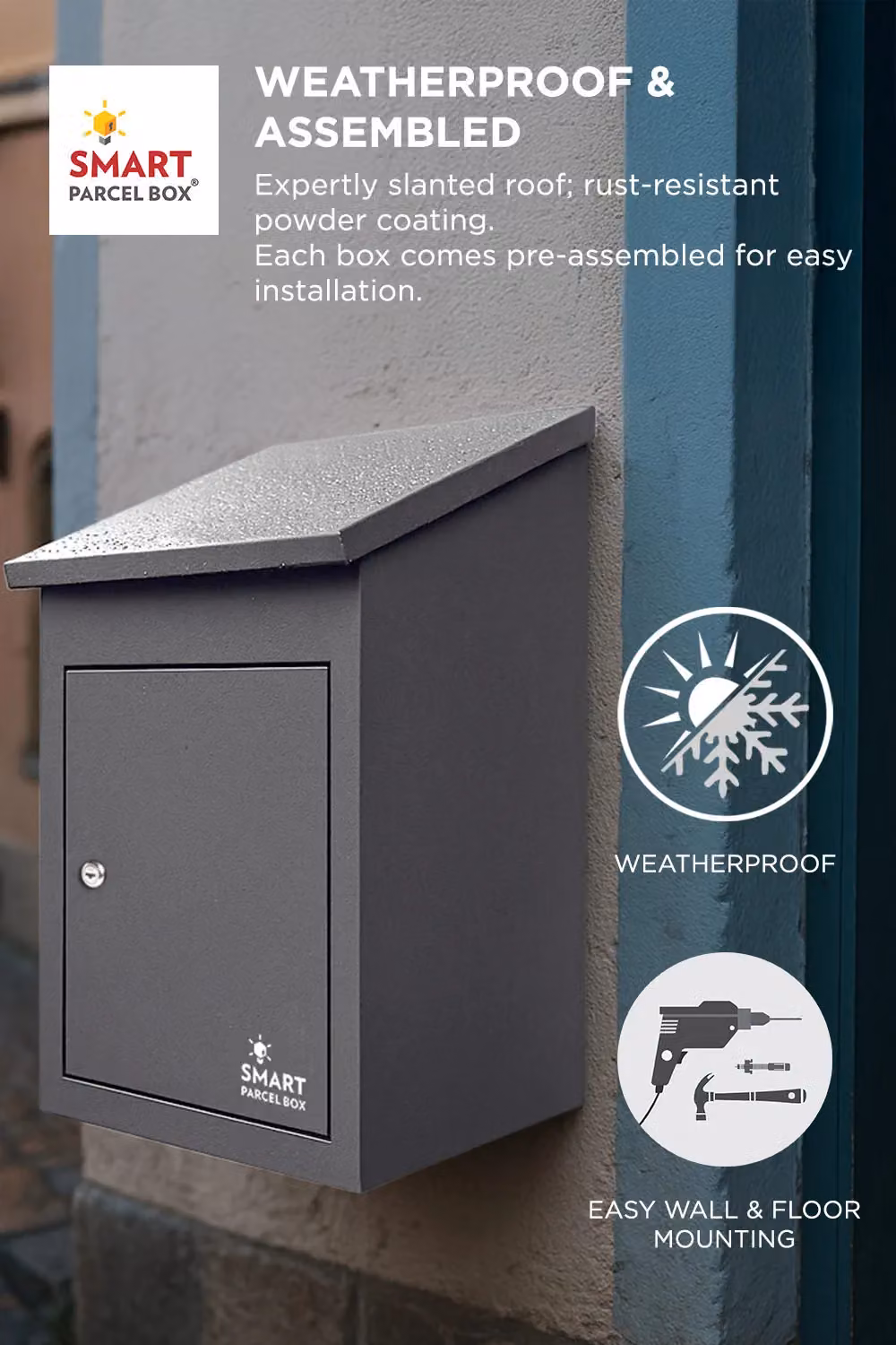 Homescapes Smart Parcel Box Medium Front Access Secure Delivery Box in Grey – 4