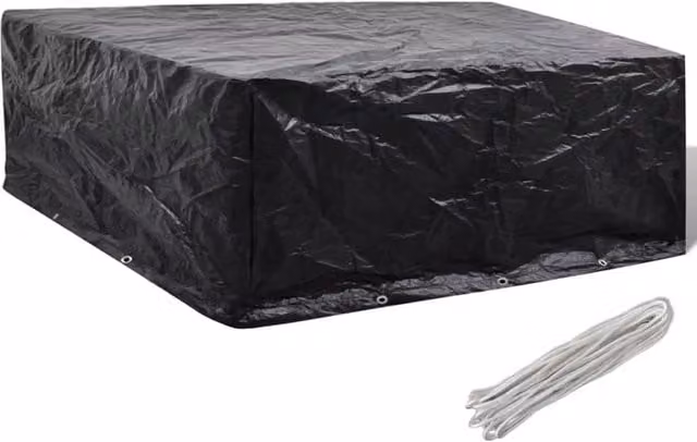 Berkfield Home Water-Repellent Garden Furniture Cover with 10 Eyelets, Black, W/D/H: 260 x 260 x 90 cm